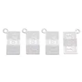 Detailed macro view of four silver alloy 100 dollar bill charms for DIY jewelry making - White K/Silver