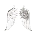 Pair of vintage silver alloy wing charms with detailed feather texture for DIY jewelry - Antique Silver