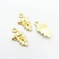 DIY vintage gold alloy oak leaf and acorn pendants with rings for jewelry making - Gold