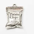 Pendentif vintage en alliage sac de chips pour création de bijoux DIY et porte-clés - Argent Antique
