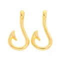 A pair of gold vintage fish hook pendants with smooth metallic finish for DIY jewelry - Gold