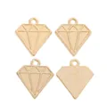 Lot de 4 pendentifs dorés en alliage de zinc en forme de diamant pour bijoux DIY - Or KC