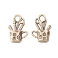 Vintage bronze DIY cup pendant with scissors and brushes tools on white background - Antique Bronze