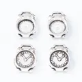 Set of 4 vintage silver zinc alloy alarm clock pendants for DIY jewelry making - Antique Silver