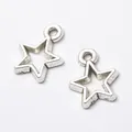 Paar holle stervormige hangers van zinklegering in antiek zilver voor DIY sieraden maken - Antiek Zilver