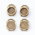 Set of 4 vintage bronze alarm clock charms in zinc alloy for DIY jewelry making - Antique Bronze