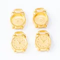 Set of four vintage golden zinc alloy alarm clock charms for DIY jewelry making - Gold