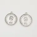 Vintage zinc alloy coin pendants featuring Queen Elizabeth profile for DIY jewelry making - Antique Silver