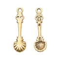 Vintage gold zinc alloy spoon pendants with intricate shell patterns for DIY jewelry - Shell Spoon Style / Antique Gold
