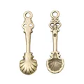 Vintage zinc alloy spoon pendants with seashell pattern in antique bronze finish - Shell Spoon Style / Antique Bronze