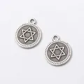 Pair of antique silver hexagram star charms in zinc alloy for DIY jewelry crafting - Antique Silver