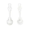 Detailed view of silver vintage spoon pendants with shell patterns for DIY jewelry making - Shell Spoon Style / Bright Silver