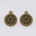 Retro zinc alloy pendant featuring Star of David design with an antique bronze finish - Antique Bronze