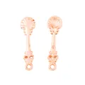 Detailed view of rose gold shell texture charms and filigree jewelry connectors - Shell Spoon Style / Rose Gold