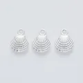 Detailed view of silver shell-shaped zinc alloy jewelry pendants for DIY craft projects - Bright Silver