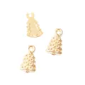 Golden Christmas tree alloy pendants for DIY jewelry with embossed ball textures - Gold