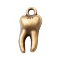 Vintage bronze alloy tooth shaped pendant with integrated loop for DIY jewelry making - Antique Bronze