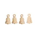 Detailed view of golden metal Christmas tree charms with embossed star and bead patterns - KC Gold