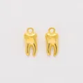 Pair of vintage gold alloy tooth pendants for DIY jewelry making and crafting - Gold