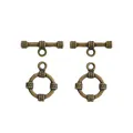 Set of two vintage bronze alloy OT toggle clasps for DIY jewelry making accessories - Antique Bronze
