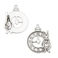 Vintage silver alloy rabbit and clock pendant charms for DIY jewelry making accessories - Antique Silver
