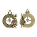 Vintage bronze rabbit clock charms made of zinc alloy for DIY jewelry and crafts making - Antique Bronze