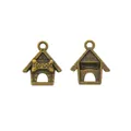 Vintage bronze dog house pendant with TOPDOG bone engraving for DIY jewelry making - Antique Bronze