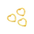 Three pieces of gold vintage heart alloy charms with irregular lava texture for DIY jewelry - Gold