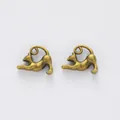 Paire de pendentifs chats en bronze vintage avec boucles de queue pour bijoux DIY - Bronze Antique