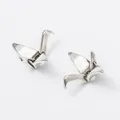 Retro silver paper crane alloy jewelry connectors with detailed vintage metal texture - Antique Silver