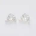 Paire de pendentifs chat vintage argentés en pose d'étirement pour bijoux DIY - Argent Antique