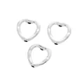 Three vintage silver alloy heart-shaped beads with hammered texture for DIY jewelry making - Antique Silver