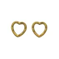 Pair of vintage bronze heart-shaped hollow metal beads for DIY jewelry making accessories - Antique Bronze