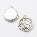 Vintage steampunk zinklegering tandwiel klok hanger voor DIY sieraden maken goud - Antiek Zilver