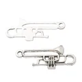 Set di due ciondoli trombone vintage in argento antico per creazione gioielli fai da te - Argento Antico