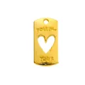 Goldener rechteckiger Anhänger mit Herz-Ausschnitt und geprägtem Follow Your Schriftzug - Gold