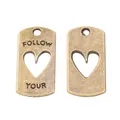 Vintage Bronzelegierung Herzanhänger mit Follow Your Heart Text für DIY Schmuckherstellung - Antikbronze