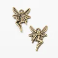 Vintage bronzen fee engel bedeltjes met gedetailleerde vleugels voor DIY sieraden maken - Antiek Brons