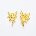 Gold angel fairy alloy charms for DIY jewelry making shown in front and back views - Gold