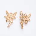 Detail of golden angel wing charms for DIY jewelry making with polished metal texture - KC Gold