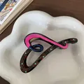 Artistic tortoiseshell hair claw with bright pink and blue color-blocking and green dots - Tortoiseshell Pink Blue Patchwork Style (F1719 Pink Coffee)