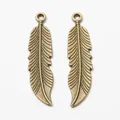 Vintage bronzen veer hangers met gedetailleerde textuur voor DIY sieraden maken - Antiek Brons