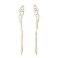 Pair of vintage wavy alloy hairpins with hollow cloud pattern in antique gold finish - Antique Bronze