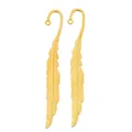 Golden feather-shaped alloy pendants for DIY bookmarks and jewelry accessories - Gold