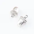 Pair of vintage silver acorn charms made of alloy for DIY jewelry making and necklaces - Acorn Shape / Antique Silver