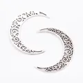 Vintage style hollow moon alloy pendants in antique silver finish for DIY jewelry - Antique Silver