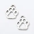 Silver hollow bear paw pendants in vintage zinc alloy for DIY jewelry crafting accessories - Antique Silver