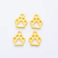 Set of four gold-plated hollow paw print charms for DIY jewelry and accessory making - Gold