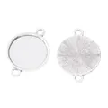 Vintage zilveren 16mm ronde zinklegering sieraden connector met textuur achterkant - Antiek Zilver
