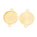 Vintage 16mm goudkleurige zinklegering ronde bedel met dubbele lussen en zonnestraal textuur - Goud